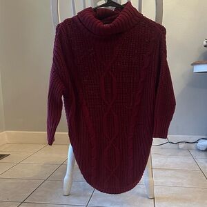 Express Deep Red Cowl Neck Sweater